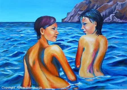 Vrouwen schilderij: Lesbos bay